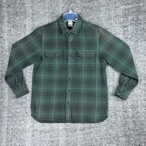 Levi's Men's M Relaxed Fit Flannel Shirt Plaid Green Black Long Sleeve Gorpcore